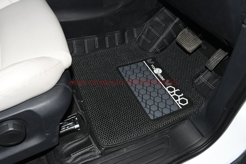 Top Gear 4D Rody HC Leatherite Mats for Kia Carens (1st GEN, Black, Hc-Silver //Black)-7D MATS-TOP GEAR-CARPLUS