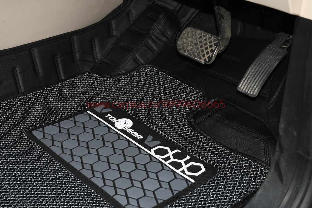 Top Gear 4D Rody HC Leatherite Mats for MG Hector (Black, HC-Silver//Black)-7D MATS-TOP GEAR-CARPLUS