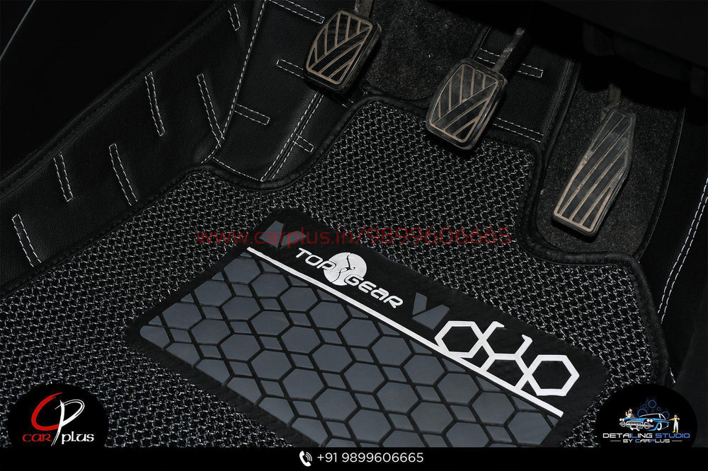 Top Gear 4D Rody HC Leatherite Mats for Maruti Suzuki Swift (3rd GEN, Black-HC-Silver//Black)-7D MATS-TOP GEAR-CARPLUS