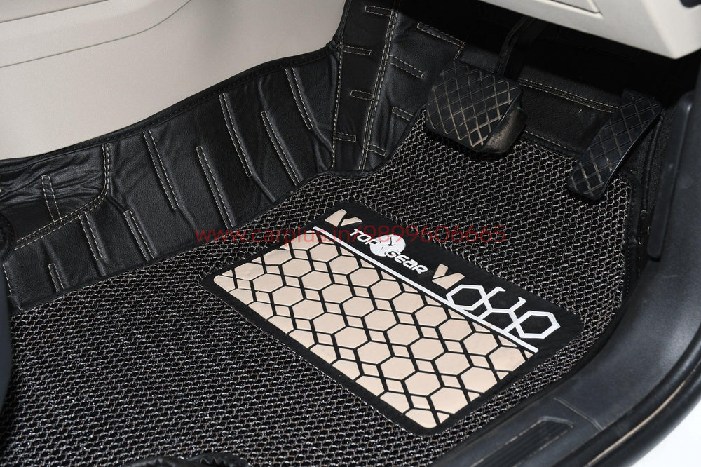 Top Gear 4D Rody HC Leatherite Mats for Skoda Slavia (1st GEN, Black,HC-Coffee //Black)-7D MATS-TOP GEAR-CARPLUS