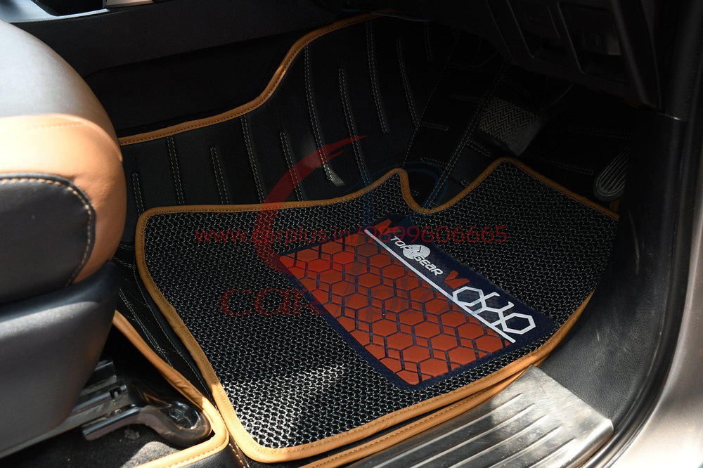 Top Gear 4D Rody HC Leatherite Car Mats for Toyota Innova Crysta (2nd GEN, HC-Rust /Black)-7D MATS-TOP GEAR-CARPLUS