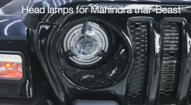 
                  
                    Load and play video in Gallery viewer, KMH Beast Design Head Light for Mahindra Thar (2nd GEN)
                  
                